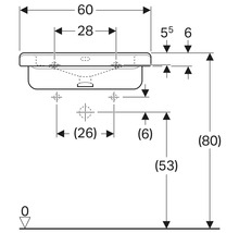 Schéma technique d''un lavabo avec dimensions