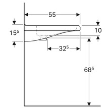 Dessin technique d''un lavabo avec indications de dimensions.