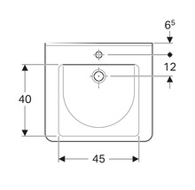 Dessin technique d''un lavabo avec dimensions