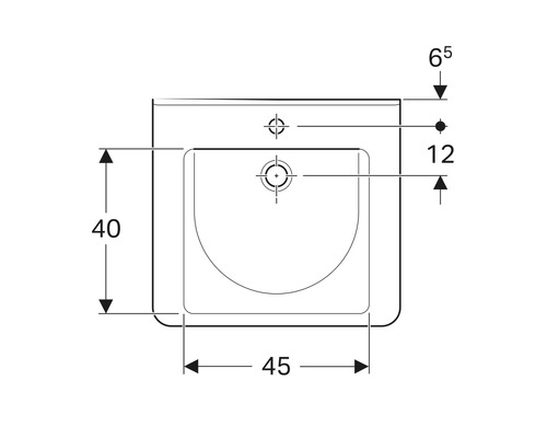 Dessin technique d''un lavabo avec dimensions