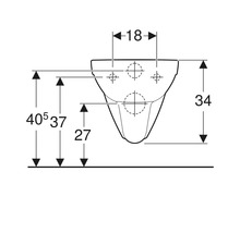 Schéma technique d''un WC suspendu avec indications de dimension