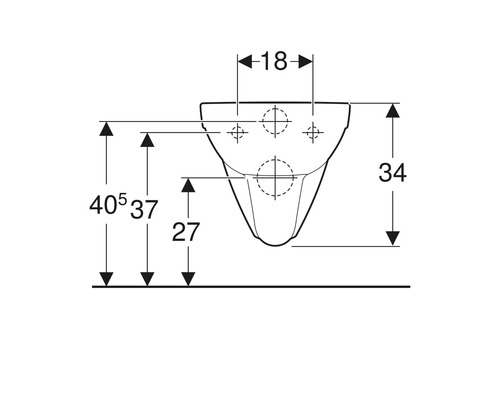 Schéma technique d''un WC suspendu avec indications de dimension