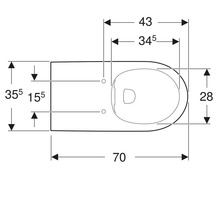 Schéma technique d''un WC suspendu avec dimensions