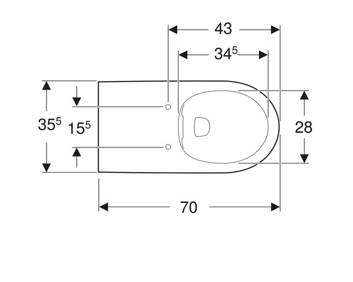 Schéma technique d''un WC suspendu avec dimensions