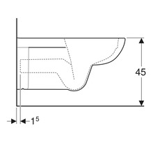 Schéma technique d''un WC suspendu avec dimensions.