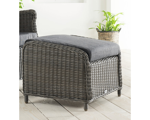 Gartenhocker aus Rattan mit Sitzkissen