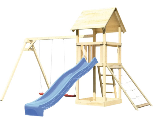 Tour de jeu en bois avec balançoire et toboggan pour l''extérieur