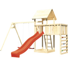 Spielturm aus Holz mit Schaukel und Rutsche für den Garten