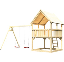Tour de jeux avec balançoire en bois