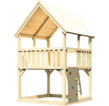 Cabane de jeux en bois avec mur d''escalade et échelle pour le jardin