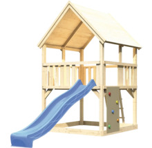 Cabane de jeux en bois avec toboggan et mur d''escalade pour le jardin