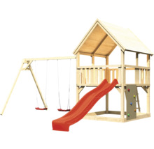 Tour de jeux en bois avec balançoire et toboggan