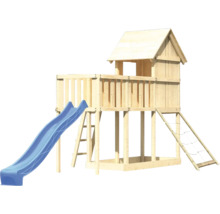 Tour de jeux en bois avec toboggan, échelle et filet d''escalade pour le jardin