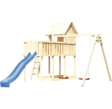 Tour de jeux en bois avec toboggan et balançoire