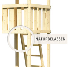 Vue détaillée d''une tour de jeu en bois naturel avec échelle