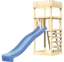 Holzspielturm mit Rutsche und Kletterwand für den Garten