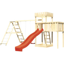 Spielturm mit Rutsche, Schaukel und Leiter aus Holz