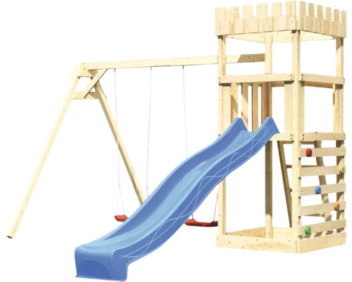 Spielturm mit Schaukel und Rutsche für den Aussenbereich