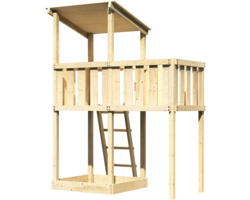 Maisonnette en bois avec toit, plateforme et échelle pour le jardin