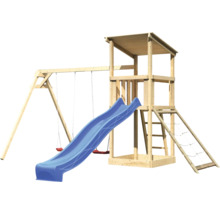 Tour de jeux en bois avec toboggan, balançoire et structure d''escalade pour le jardin