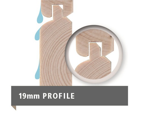 Section transversale de bois profilé de 19 mm avec languette et rainure