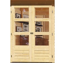 Porte double avec vitres pour abri de jardin