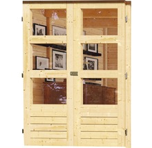 Double porte en bois avec vitrages pour abri de jardin