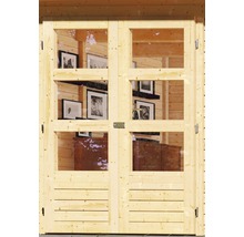 Porte double avec fenêtres pour abri de jardin