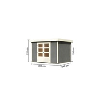 Abri de jardin en bois mesurant 302 sur 246 sur 211 centimètres