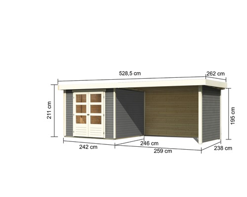 Image d''un abri de jardin avec des mesures