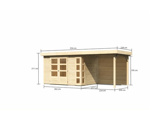 Holzgartenhaus mit Abmessungen