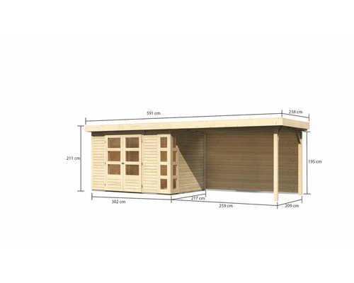 Holzgartenhaus mit Abmessungen