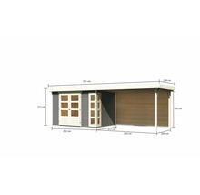 Abmessungen eines Gartenhauses mit Anbau