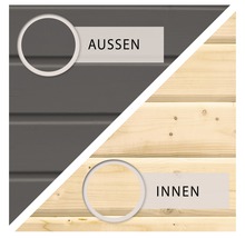 Abri de jardin Karibu Kodiak 5 avec toit en appentis de 2,4 m et paroi arrière 554 x 262 cm gris terre