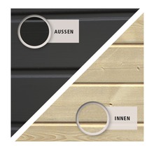 Holzfassade mit Aussen- und Innenansicht