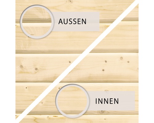 Paroi en bois avec représentation de l''extérieur et de l''intérieur