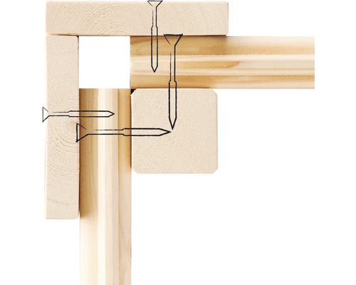 Assemblage d''angle de lattes en bois avec des vis