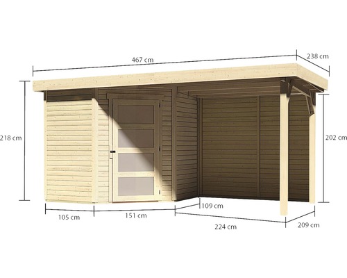 Dimensions d''un abri de jardin en bois avec annexe