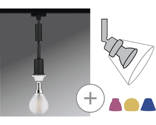 Spot pour système de rail avec abat-jour interchangeables