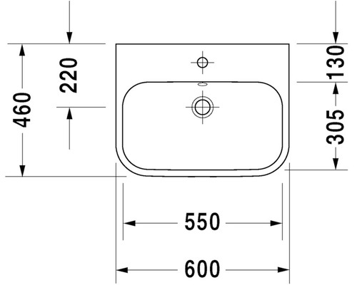 Dessin technique d''un lavabo avec dimensions