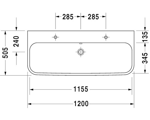 Dessin technique lavabo avec dimensions