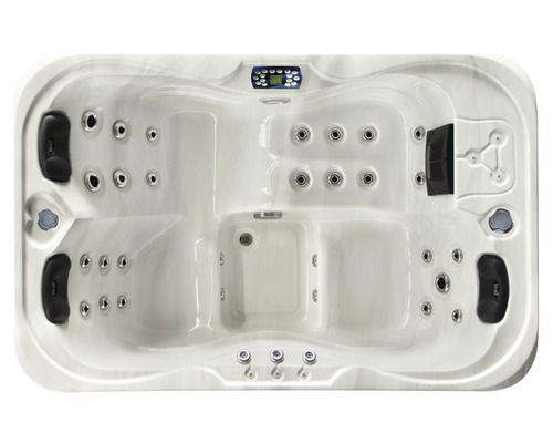 Vue de dessus d''un jacuzzi avec jets et commandes