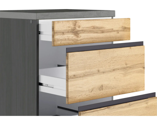 Meuble sous-lavabo avec tiroirs coulissants aspect bois