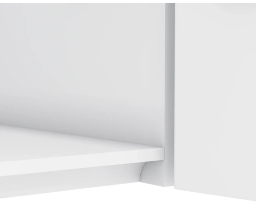 Gros plan d''une étagère blanche avec une surface de rangement