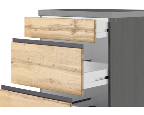 Meuble sous-lavabo avec façade en bois et tiroirs