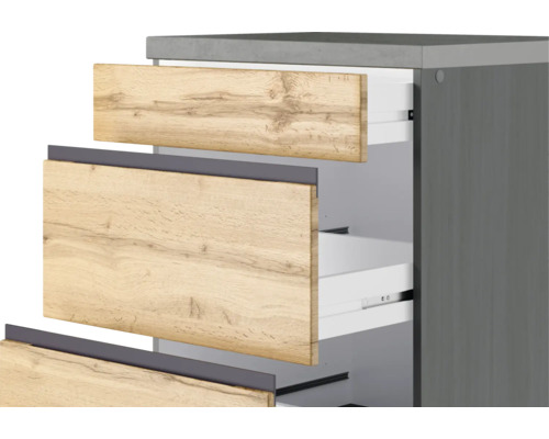 Meuble sous-vasque avec tiroirs aspect bois