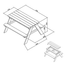 Dessin technique d''une table de pique-nique avec dimensions