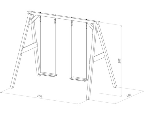 Illustration d''une balançoire en bois avec dimensions