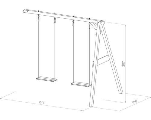 Illustration d''une balançoire en bois avec dimensions