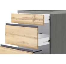 Bloc cuisine complète Held Möbel PISA 330 cm façade chêne sauvage mate, corps graphite variante réversible